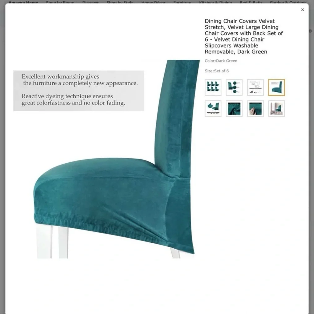 NEW (NIP) Elegant Dining Chair Covers, 6 piece Set (LAST one)